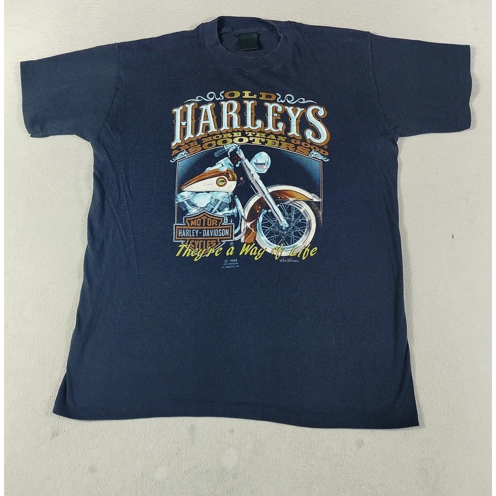 Vintage 1985 Harley Davidson 3D Emblem Way of Life T Shirt XL Black Oklahoma Tee
